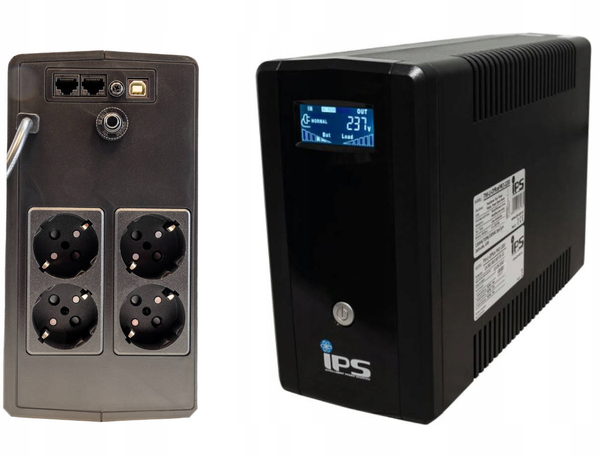 Kancelárska Ups modifikovaná sínusoida 230Vac 1200VA/720W s akumulátorom 2x 12V/7Ah, LCD