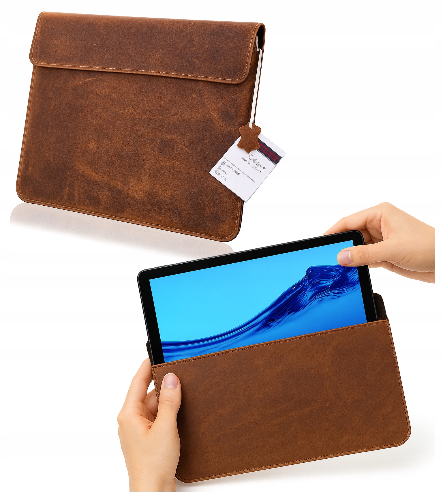 Etui uniwersalne Skórzane poziome z klapką na Tablet 225x178x9mm brązowe