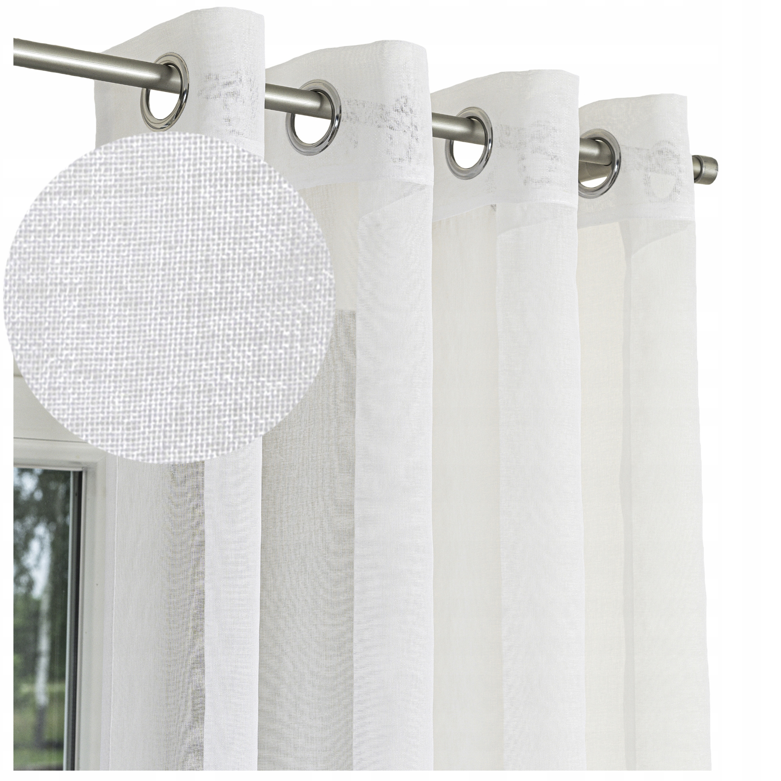 FIRANA GOTOWA ETAMINA BIAŁA NA METALOWYCH PRZELOTKACH 140x230 do SALONU