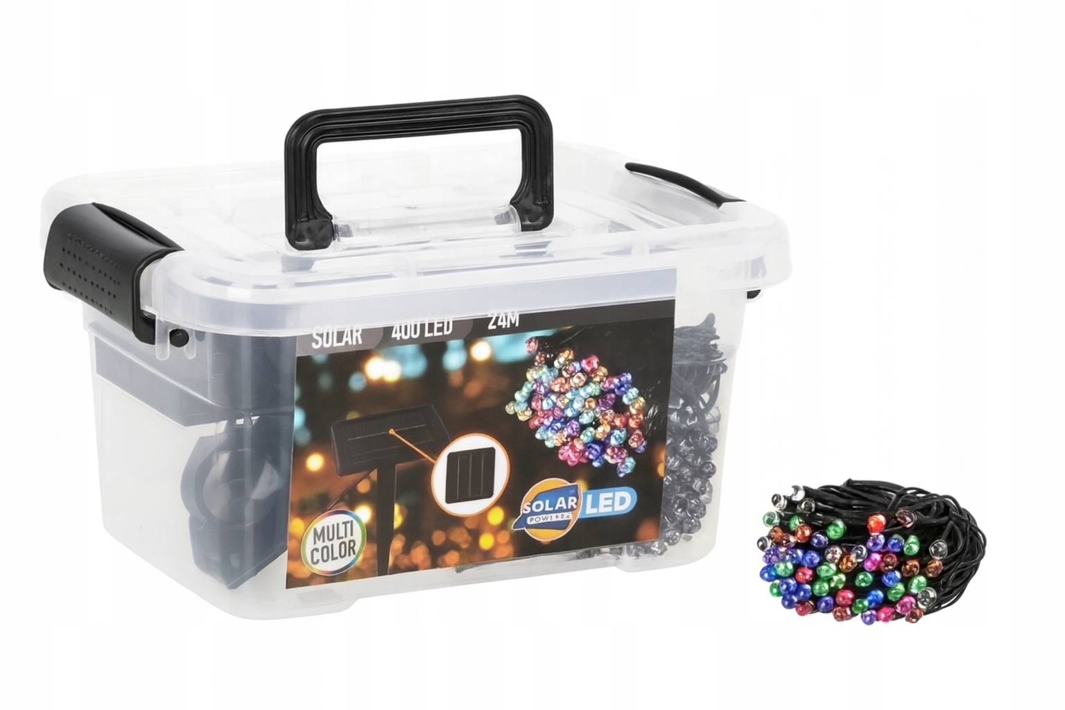 Vánoční osvětlení na stromeček solární světelný řetěz barevné 400 Led 24 m