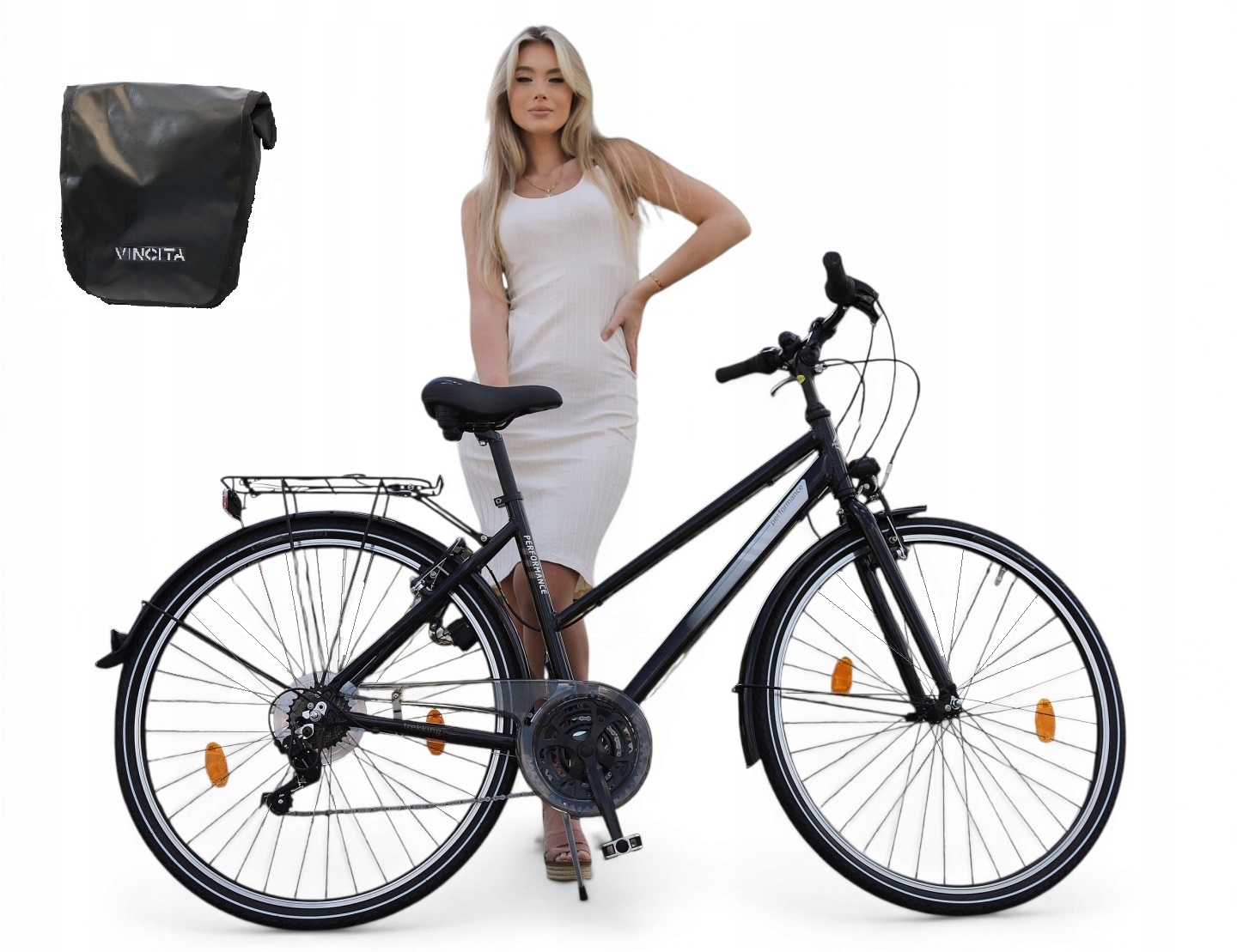 Lekki Rower Damski Męski Trekkingowy Miejski 28" Z Torbą High Quality