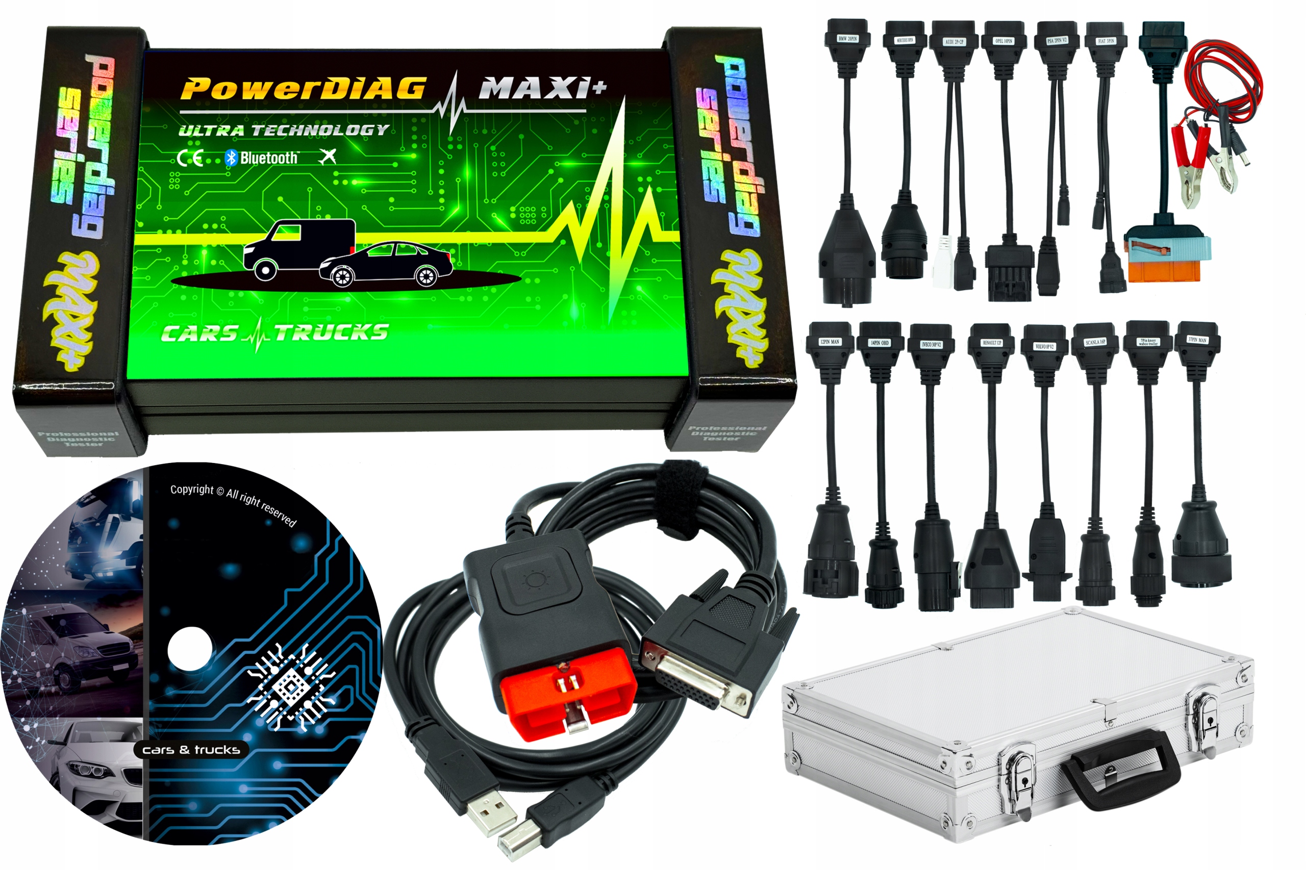 Diagnostický Tester PowerDIAG Maxi+ Elite Skener 2025 8 Osobních Kabelů Pl