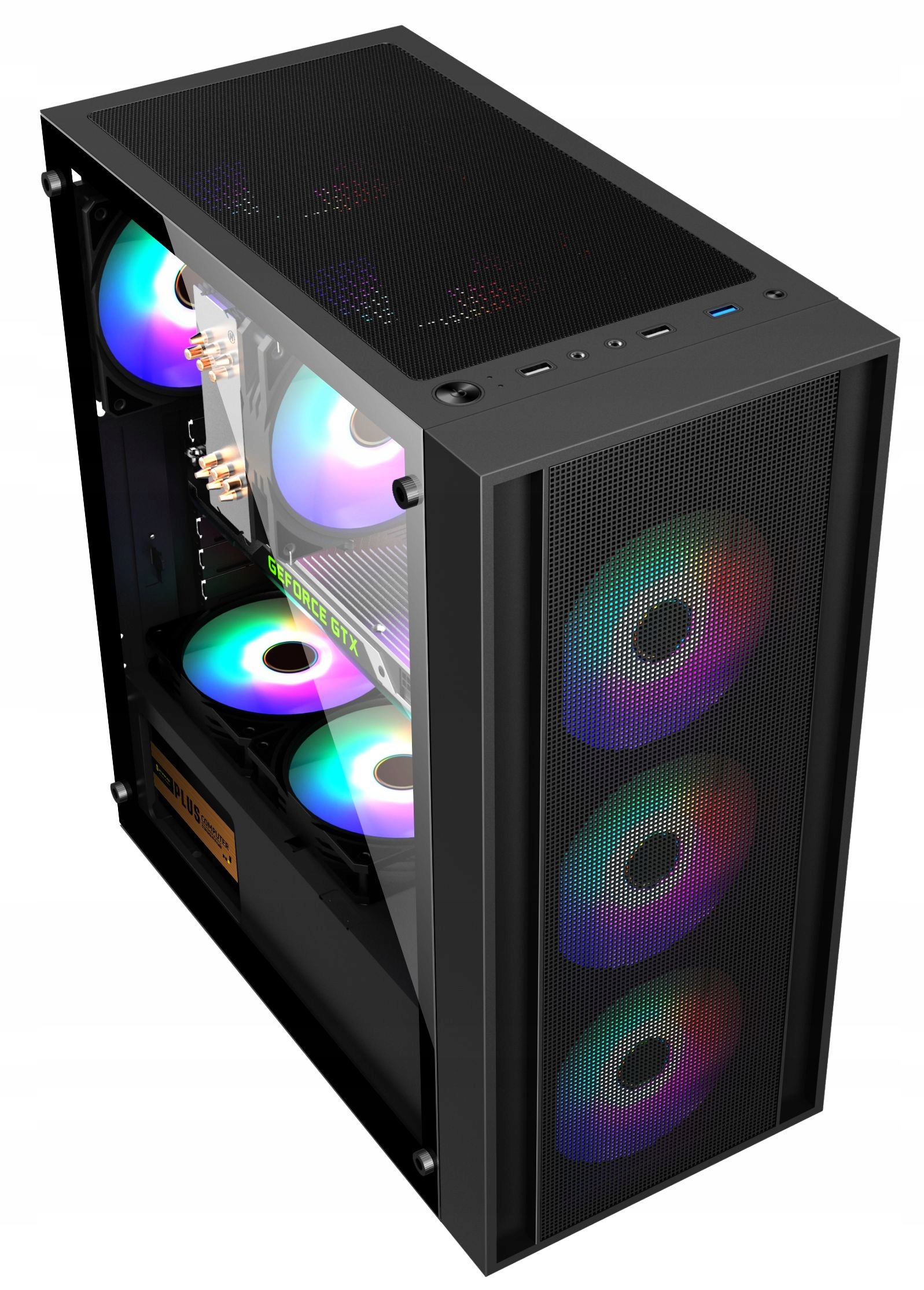 Gamingová Puzdro Atx Rocket ROCC01 4x Led Argb Pilot Tvrdené sklo