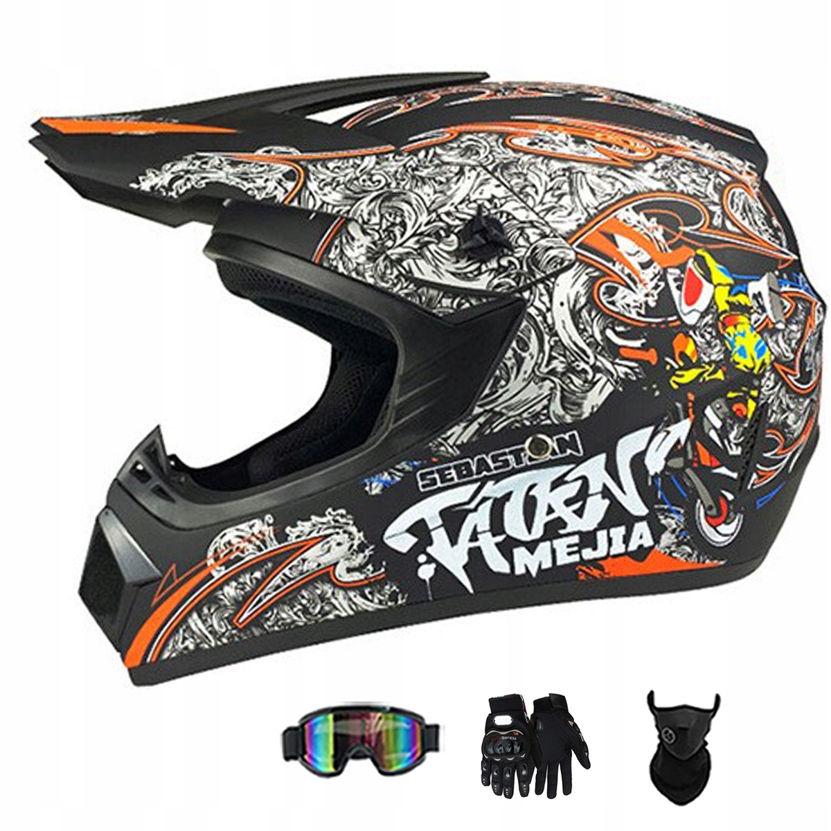 Motocyklová Přilba Lehká Enduro Quada Brýle Rukavice Maska XL