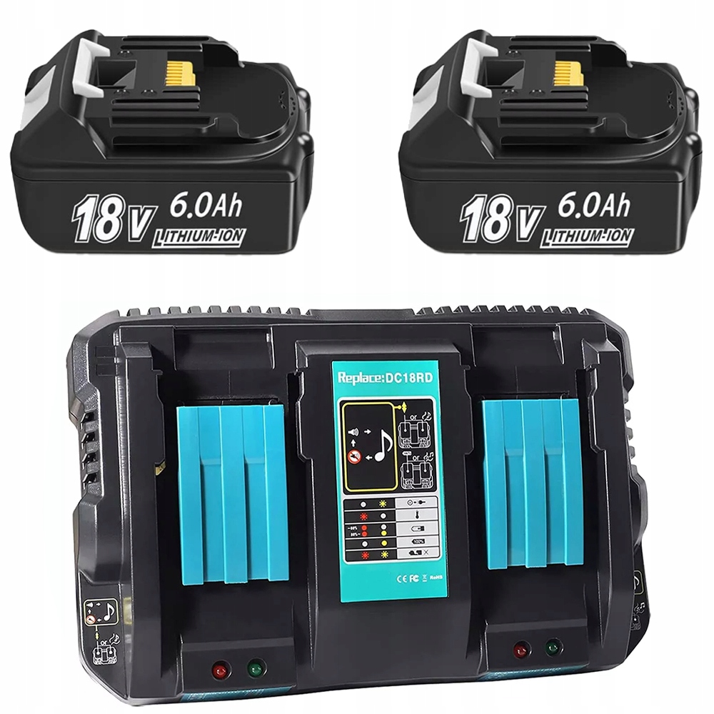 Lithium-iontová 6,0 Ah Náhradní Baterie BL1860B BL1850B S Dvojitou Nabíječkou