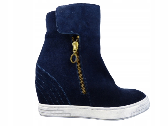 Tmavě modré kotníkové boty tenisky dámské boty platformy zateplené koturn J.w 36
