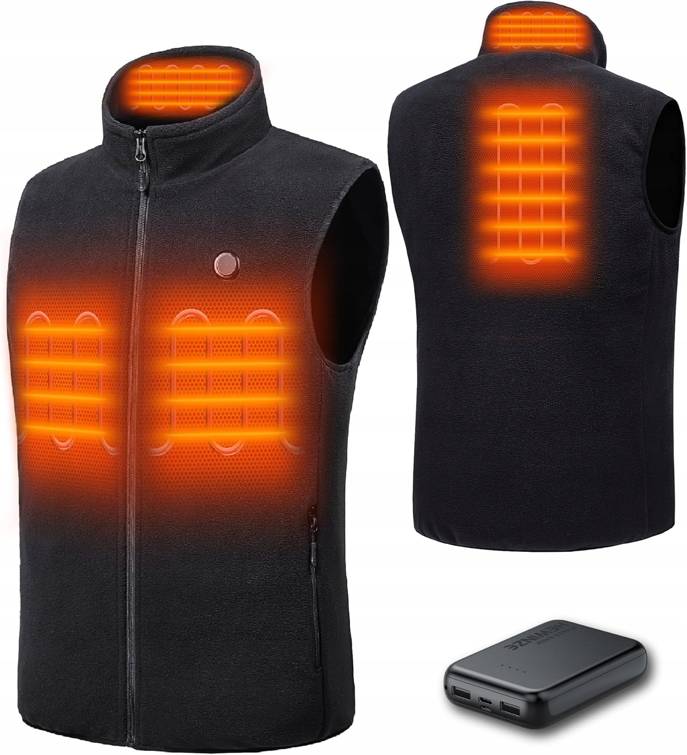 Męska Podgrzewana Termiczna Kamizelka Grzewcza 2XL Czarna Polarowa