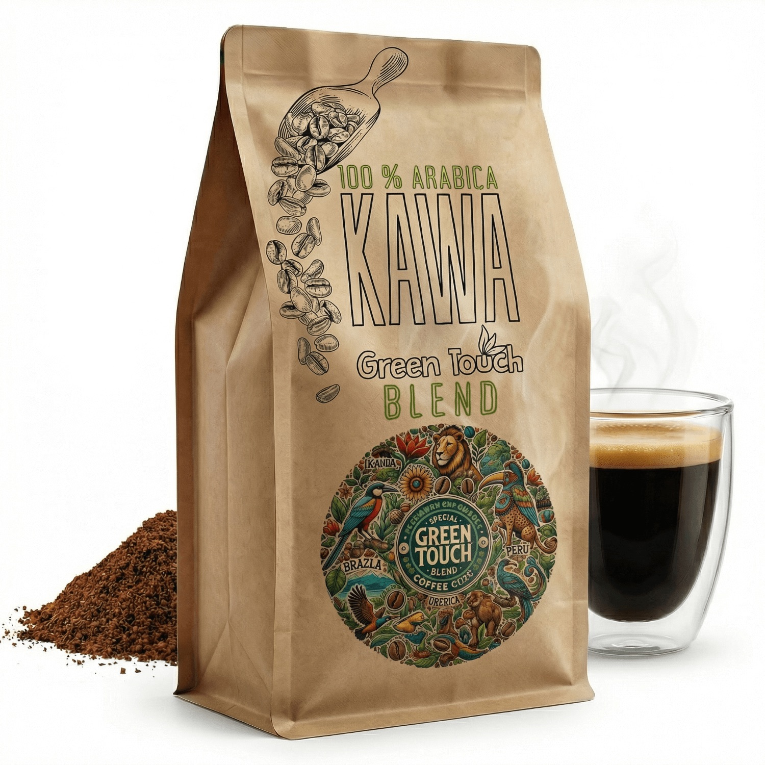 Kawa mielona 100% arabica Green Touch Blend 1 kg Brazylia Uganda Peru