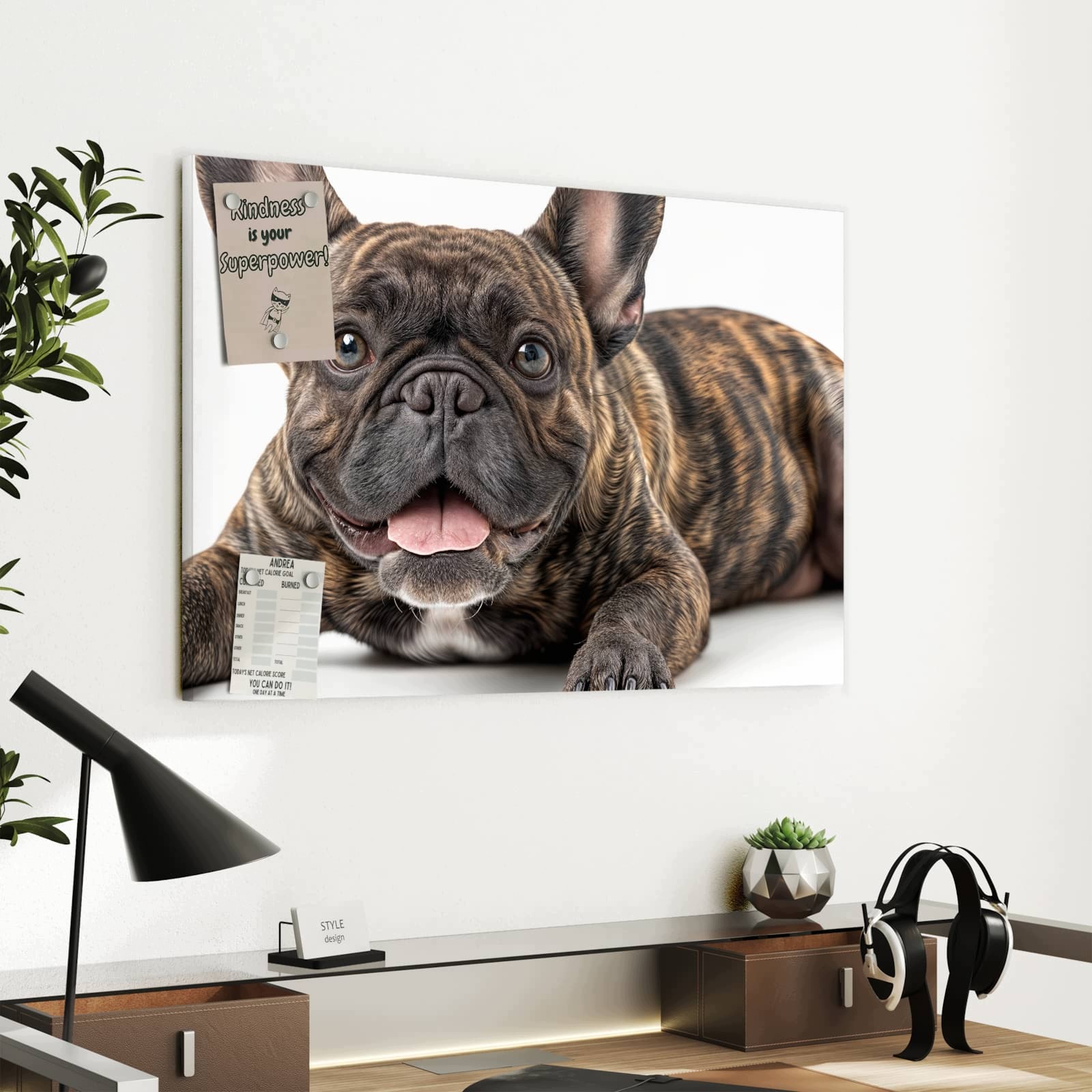 Magnetická tabule Francouzský Buldok Portrét 60 × 40 cm
