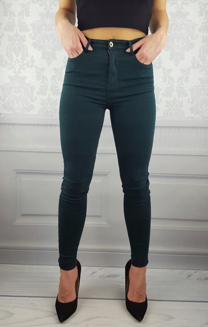 # DAMSKIE SPODNIE JEANSOWE WYSZCZUPLAJĄCE KOLORY # Stan (wysokość w pasie) wysoki