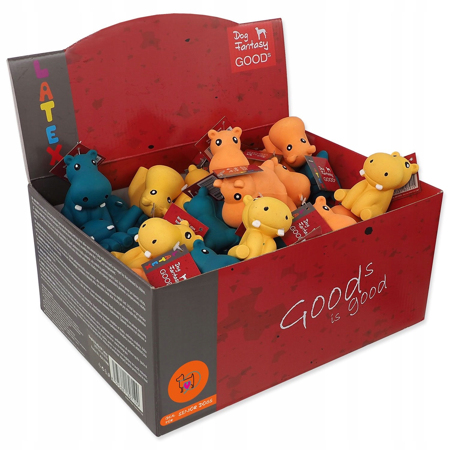 Levně Displej Hračky Dog Fantasy Latex Hippo set 48ks