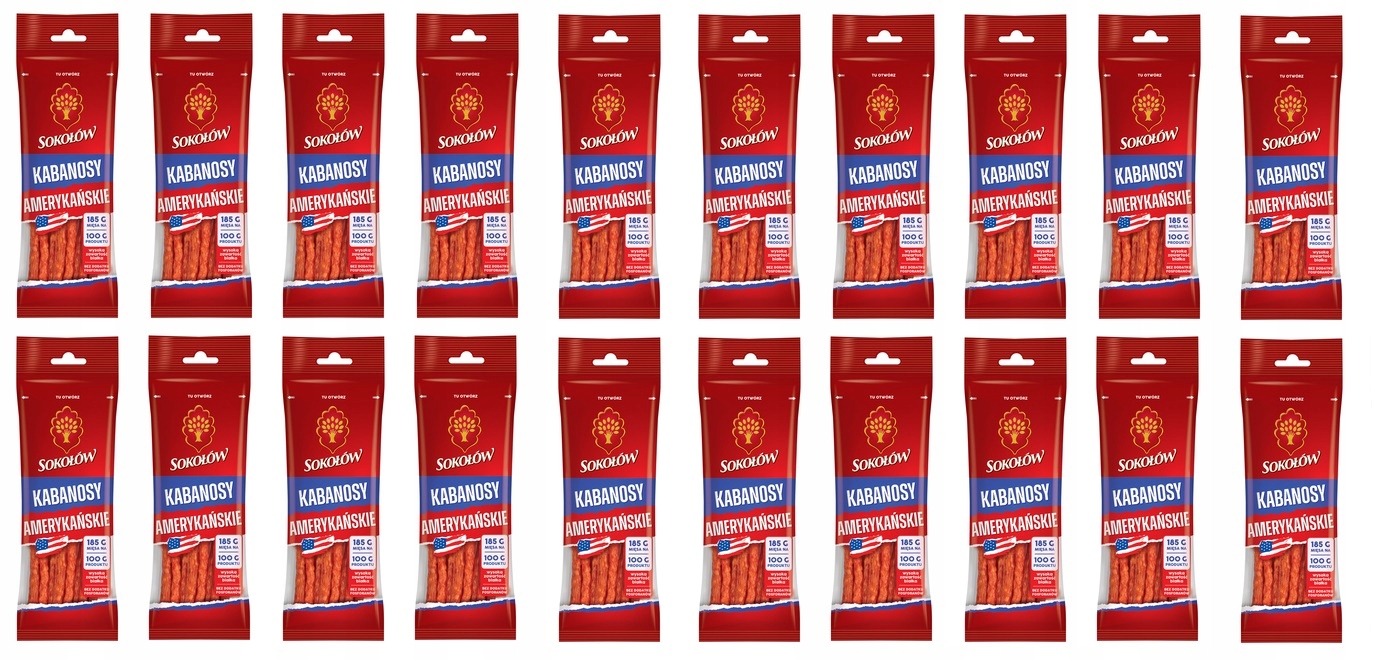 Levně 20 x 100 g Sokołów Gold americké kabanosy bez lepku Karton