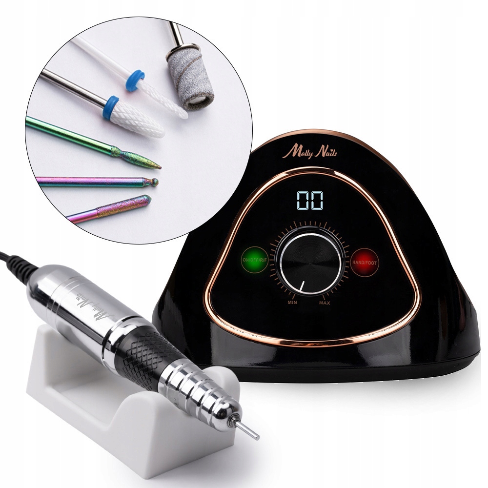 Profesionální Bruska na nehty Mollynails M15 65W Silná Frézy Nosič