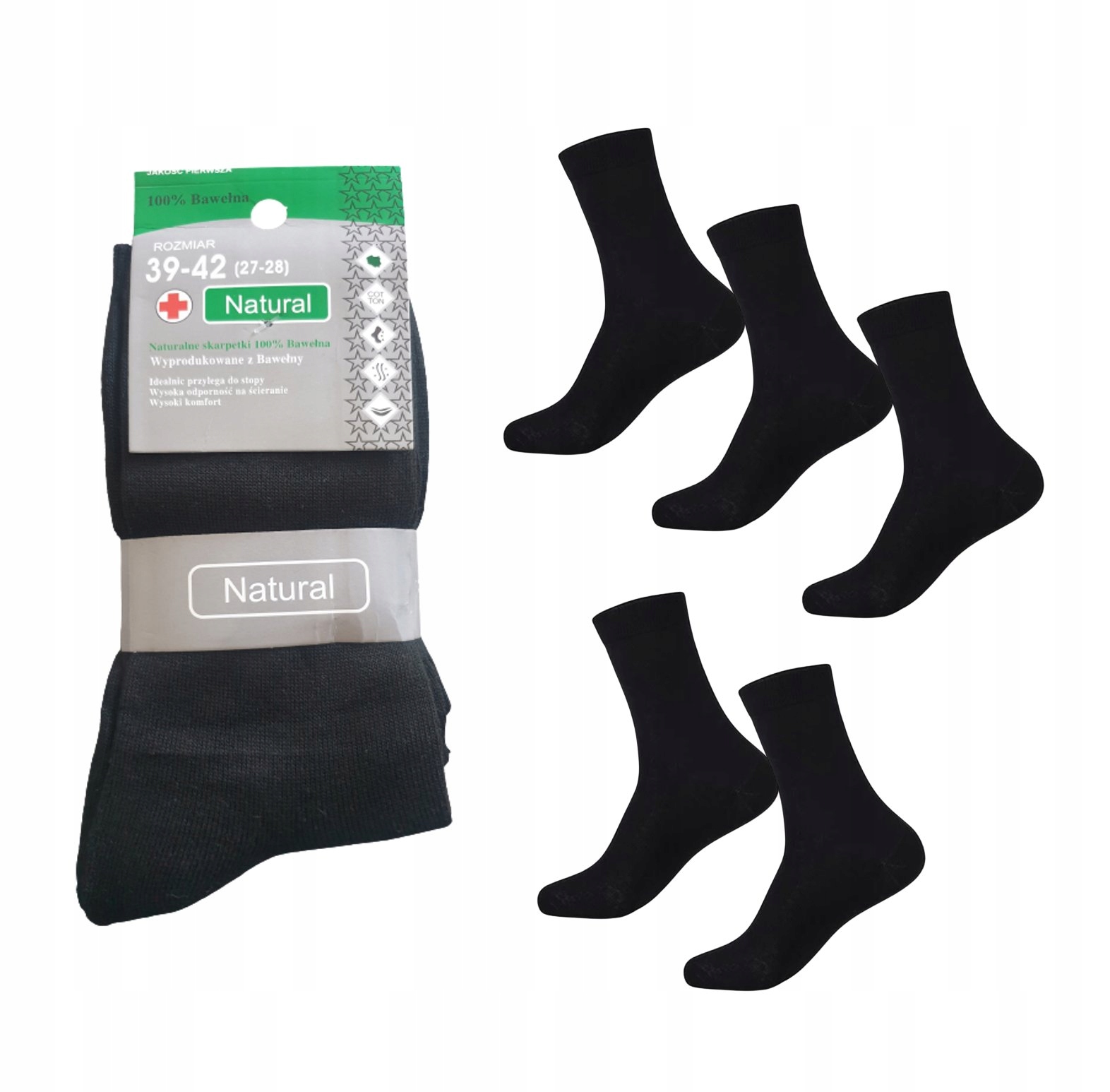 

5 Par Skarpet Męskich Bawełna rozmiar 39-42