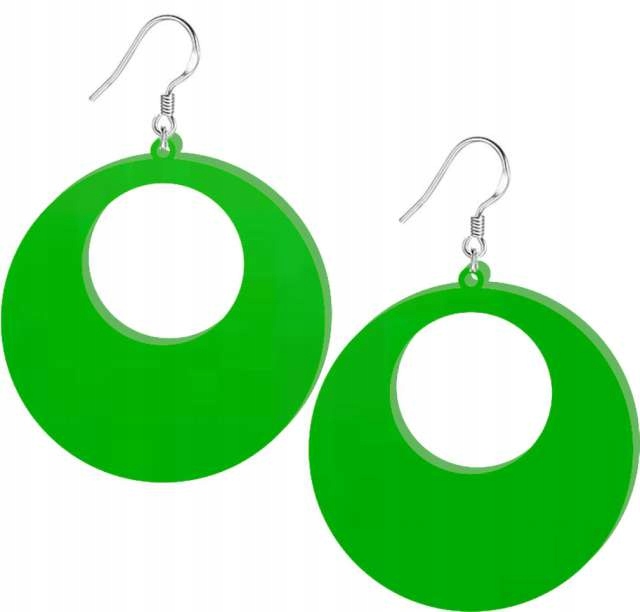 KOLCZYKI akrylowe KÓŁKA zielone IMPREZA party TROP