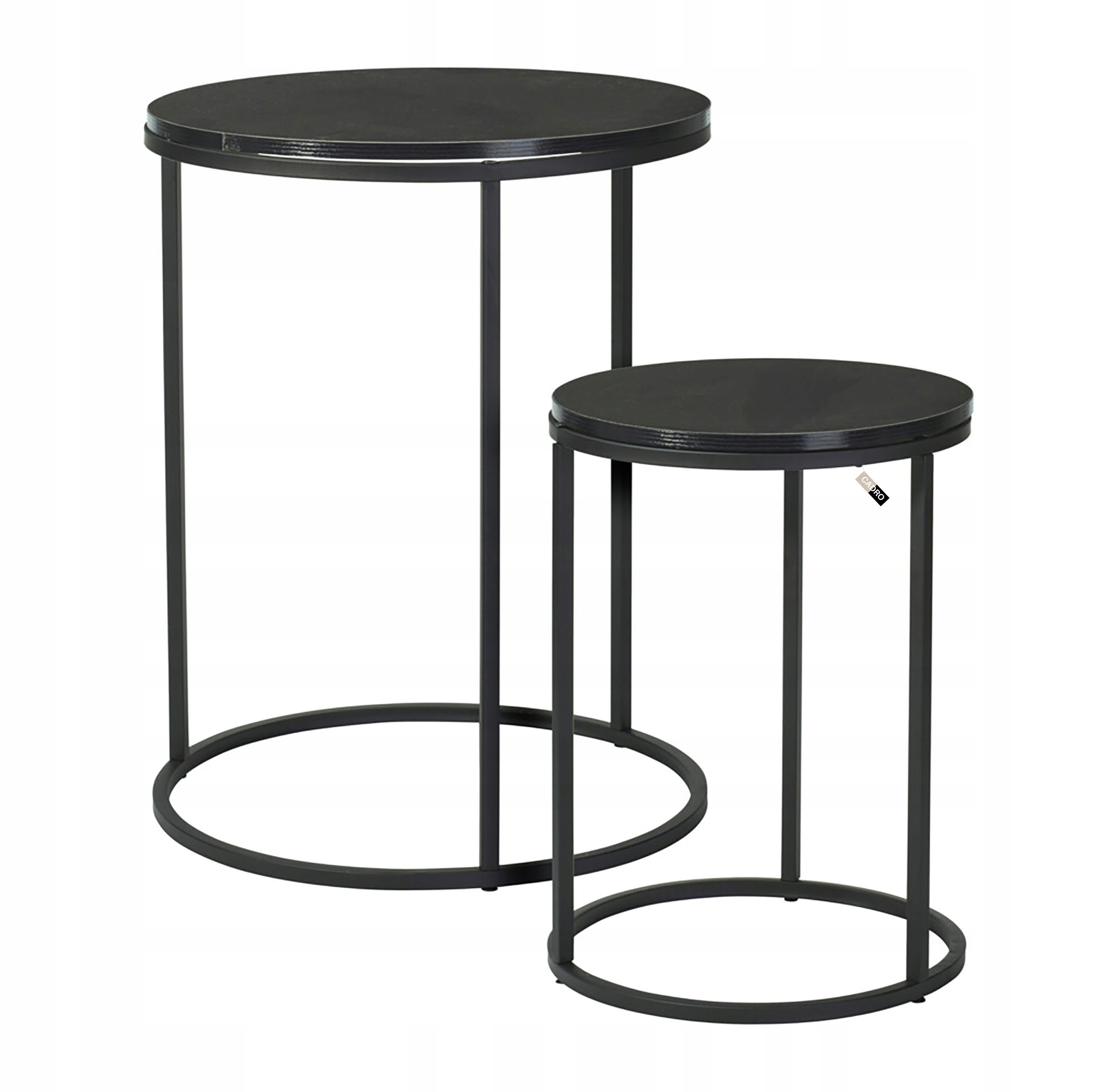 2x Boční pomocný konferenční stolek černý kulatý do obývacího pokoje