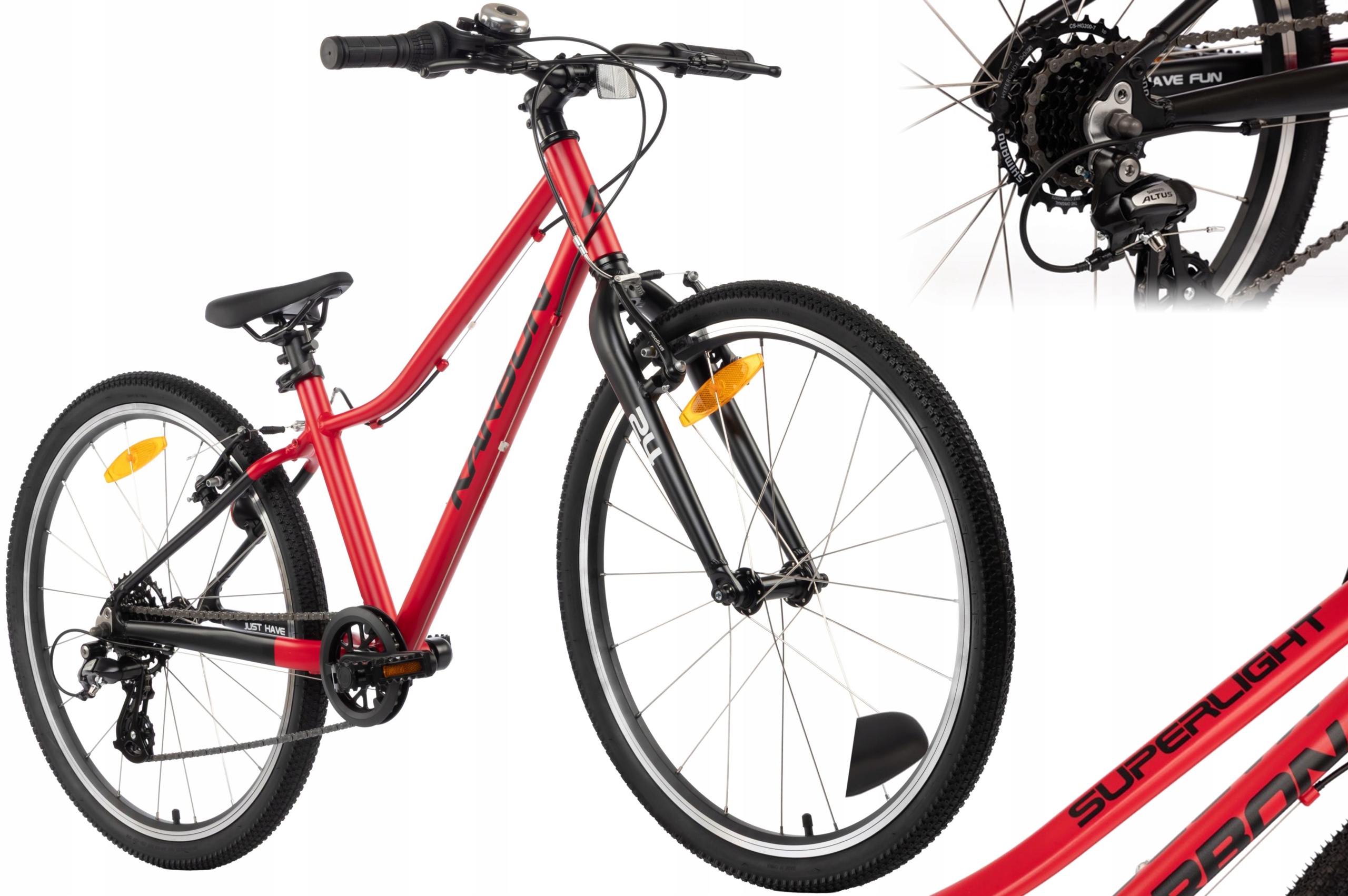 Rower dziecięcy 24" Karbon Superlight czerwony R25 Lekki