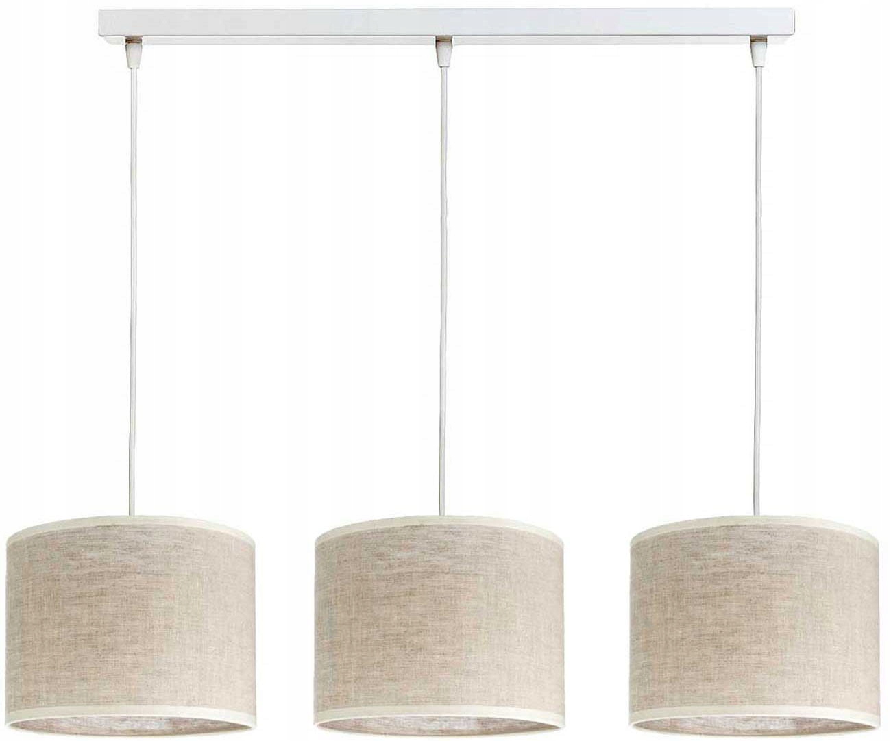 Lampa trojitá lišta bílá stínidlo přírodní len