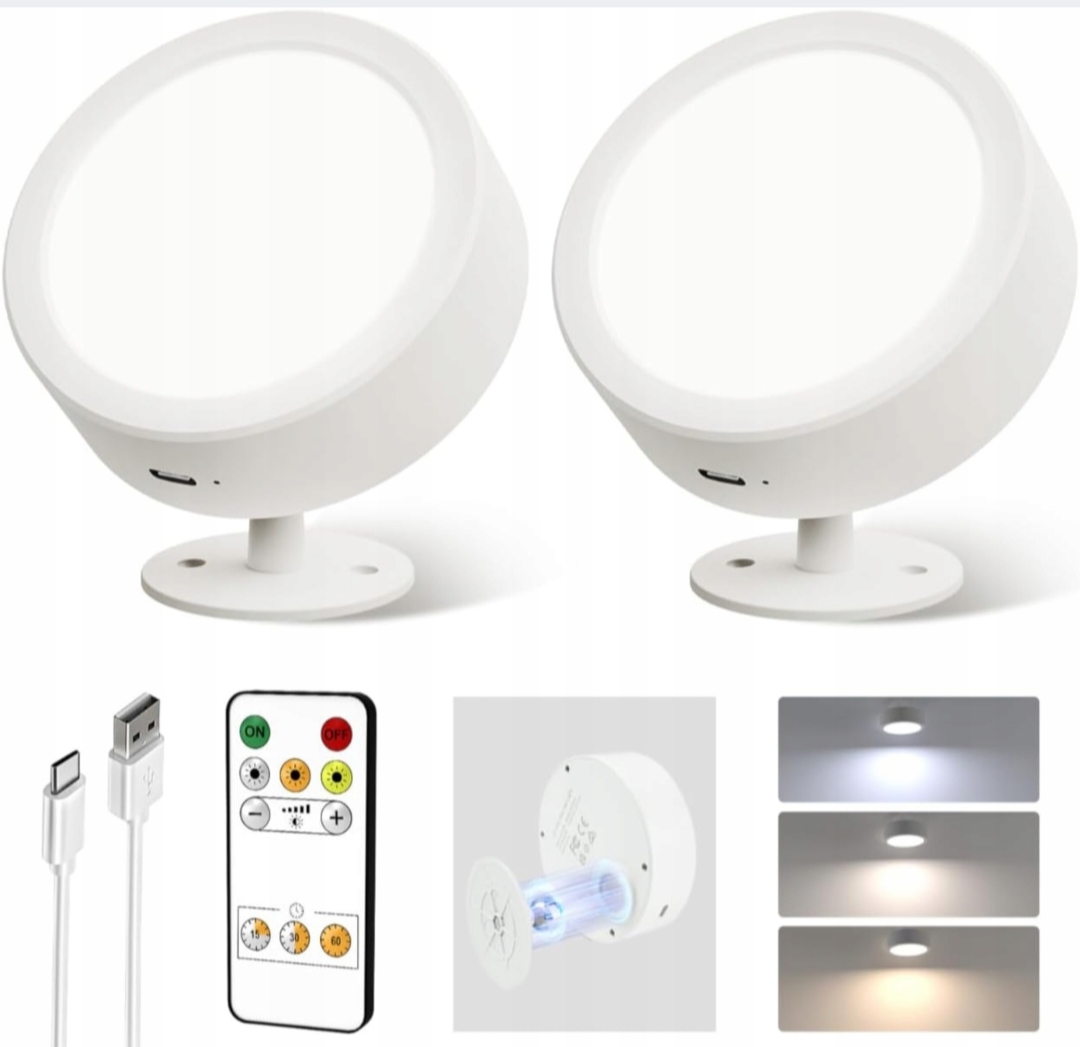Ezvalo Led nástěnné lampy Ezvalo, bateriové nástěnné svítidlo 5500 mAh, Bílé