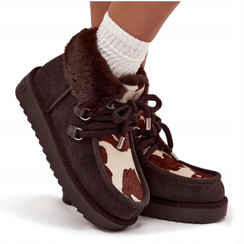 Dámské Semišové Sněhule S Nášivkami D.franklin DFSH375008 Čokoládové 36