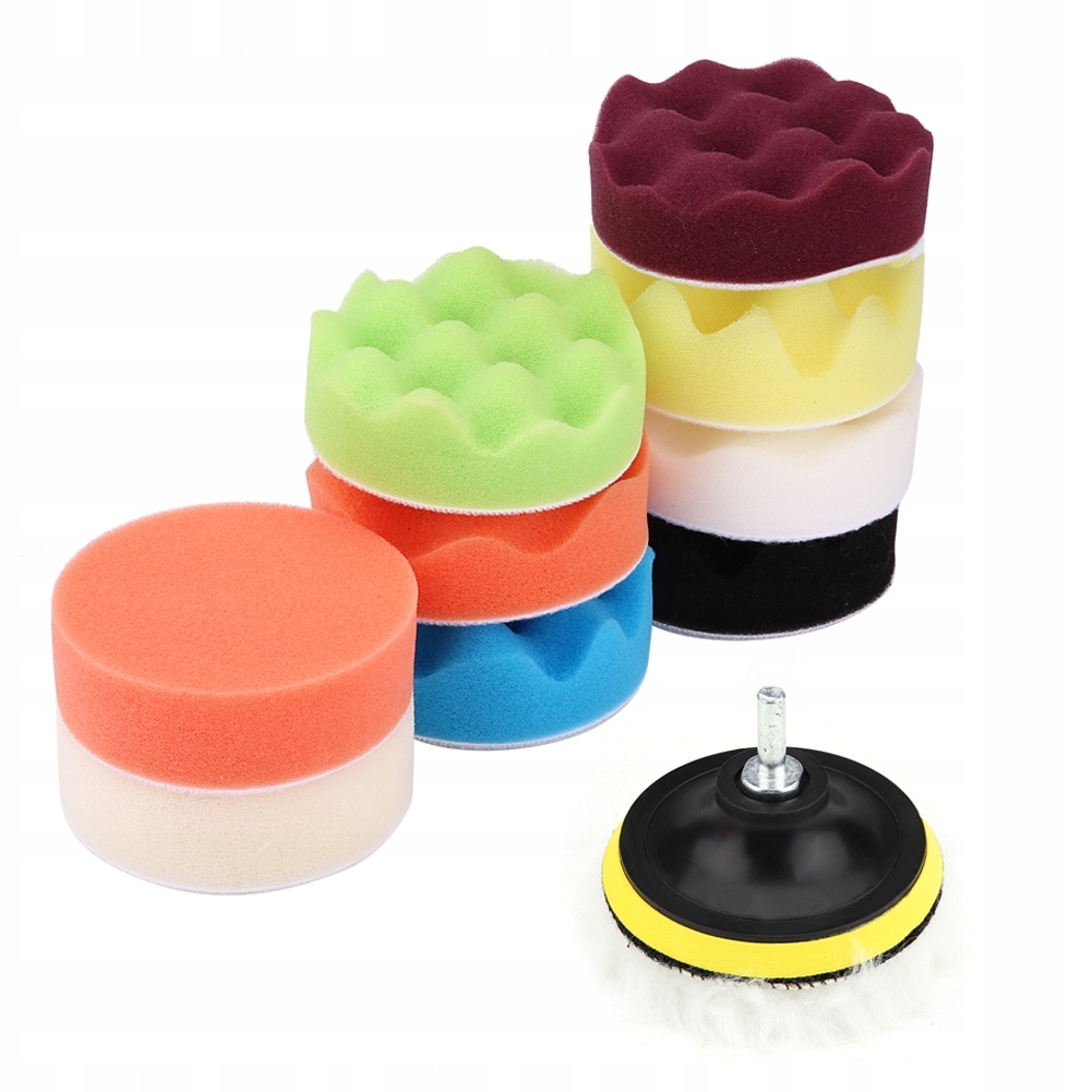 12Pcs 3inch Sponge Buffing Polishing Pad Kit for Car Polisher with Adapter