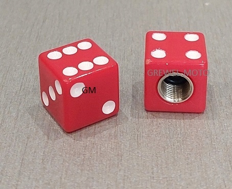 Nakrętki na wentyle KOŚCI kostki do gry CZERWONE
