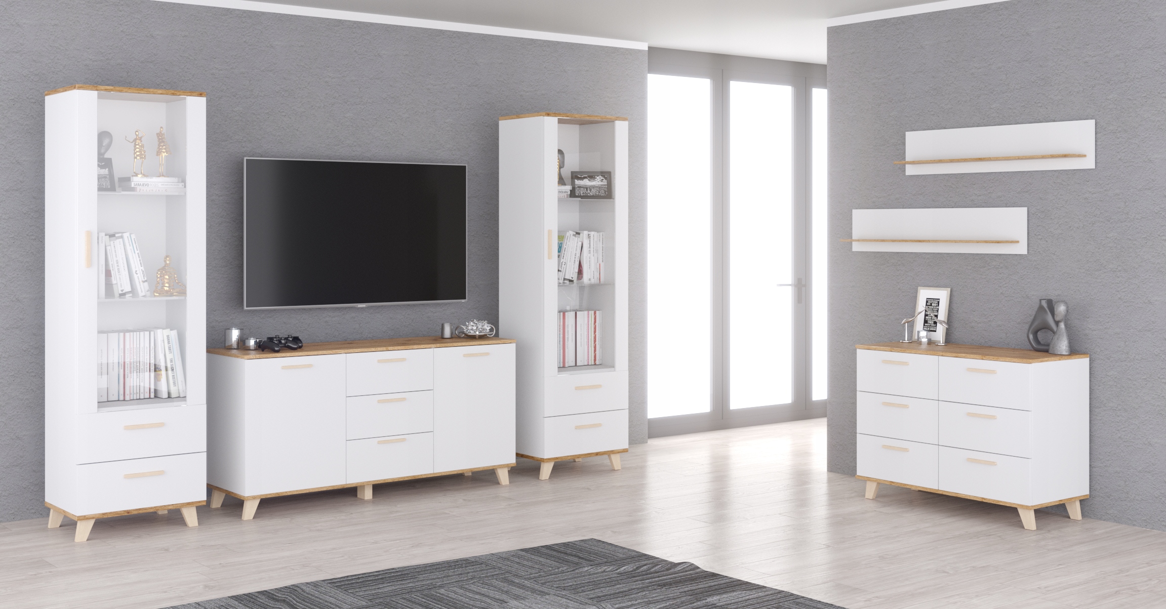 Komoda OSLO BIAŁA 100CM Pojemna Szafka 6 Szuflady Styl Skandynawski Marka AZ team