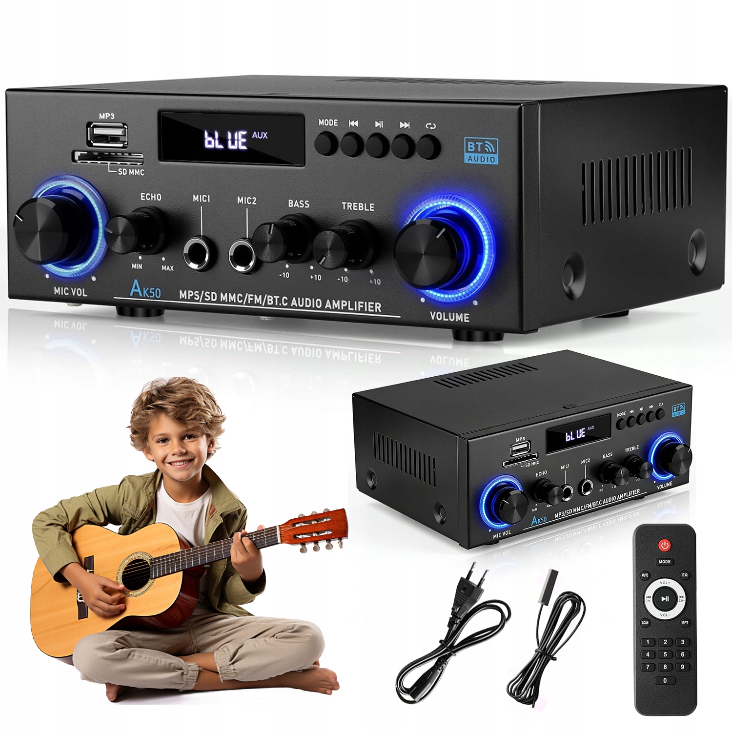 Stereo Zesilovač 800 W Bluetooth S Vstupem Pro Karty Sd A Usb Pro Audio