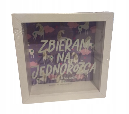 

Skarbonka Przezroczysta Otwierana z Jednorożcem