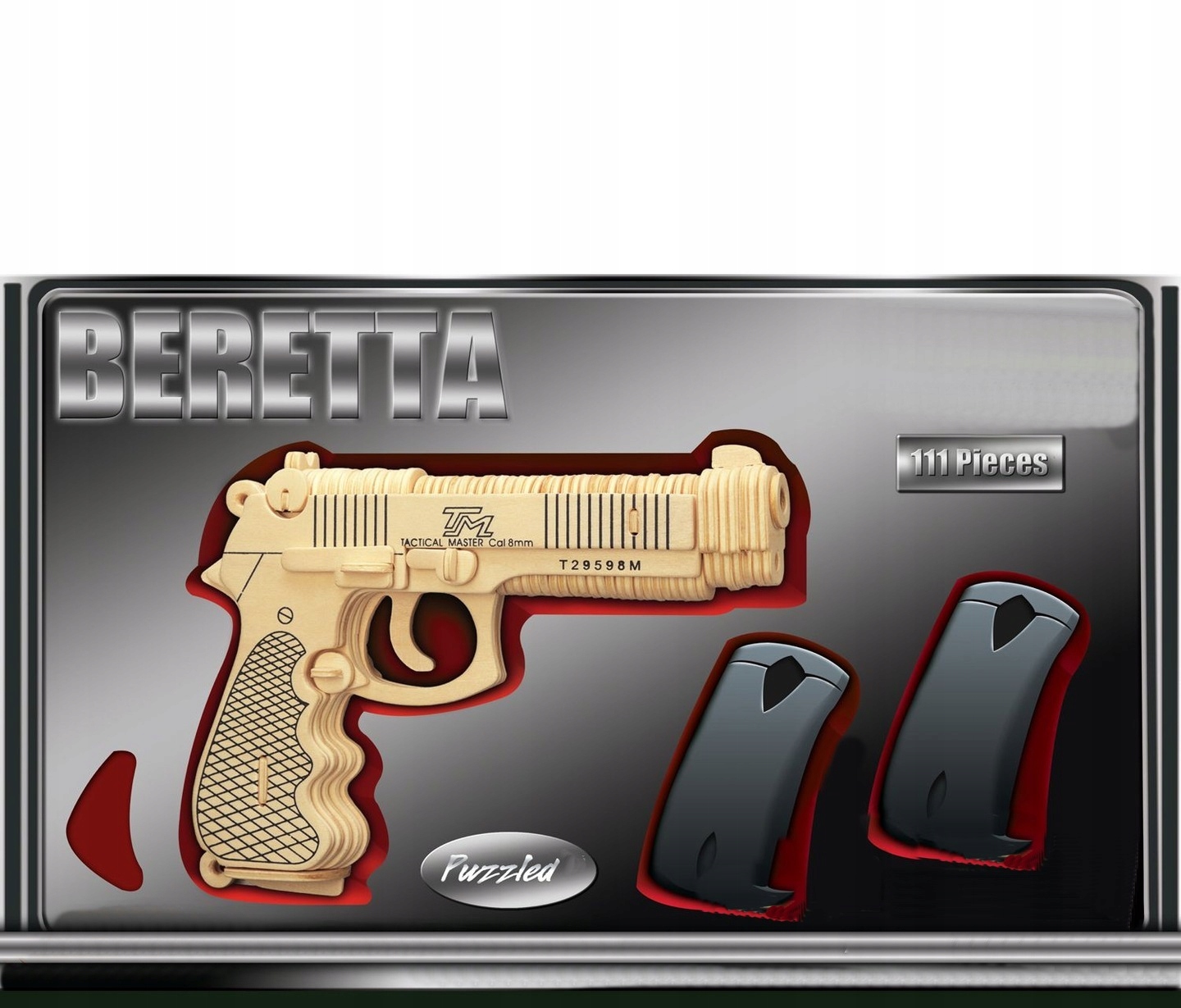 PUZZLE DREWNIANE 3D PISTOLET BERETTA M93F Kolekcja 3D