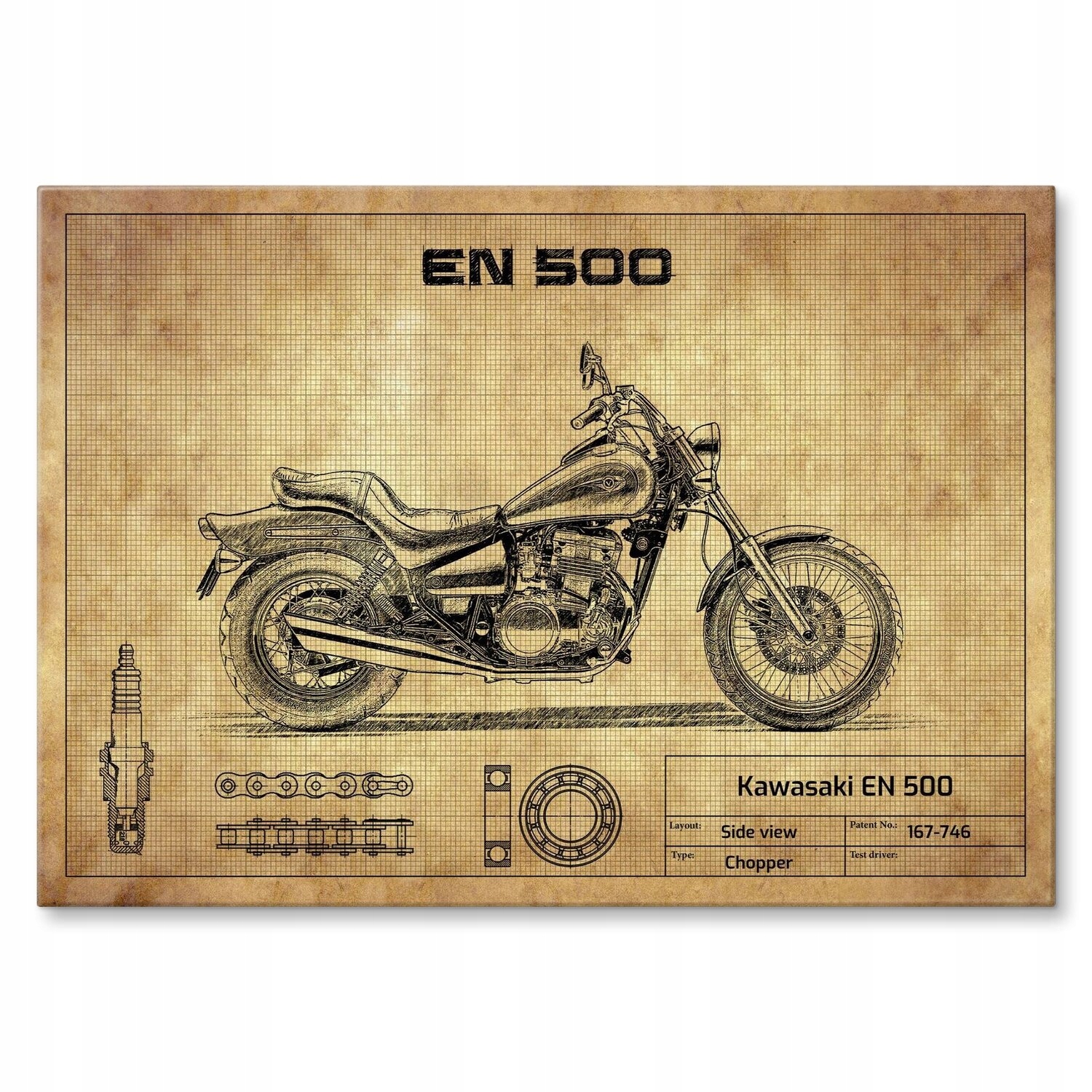 Kovový plakát Kawasaki En 500 Šidítko Plech 30 x 42 cm Dárek