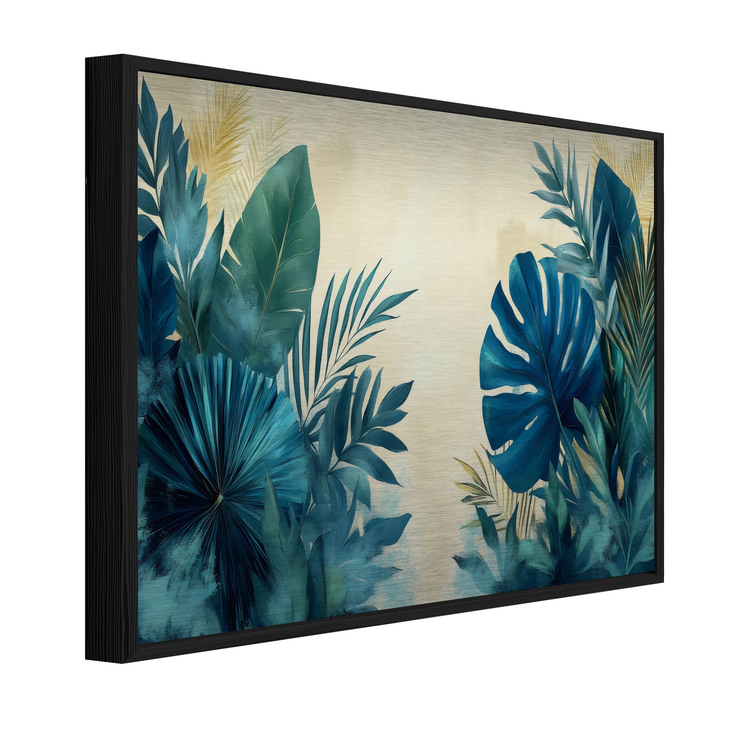 Obraz na kove Tyrkysová monstera Zlaté listy do kancelárie salónu 120x80
