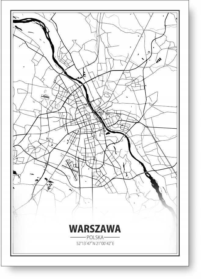 WARSZAWA MAPA MINIMALIZM plakat A2 59,4x42cm #194