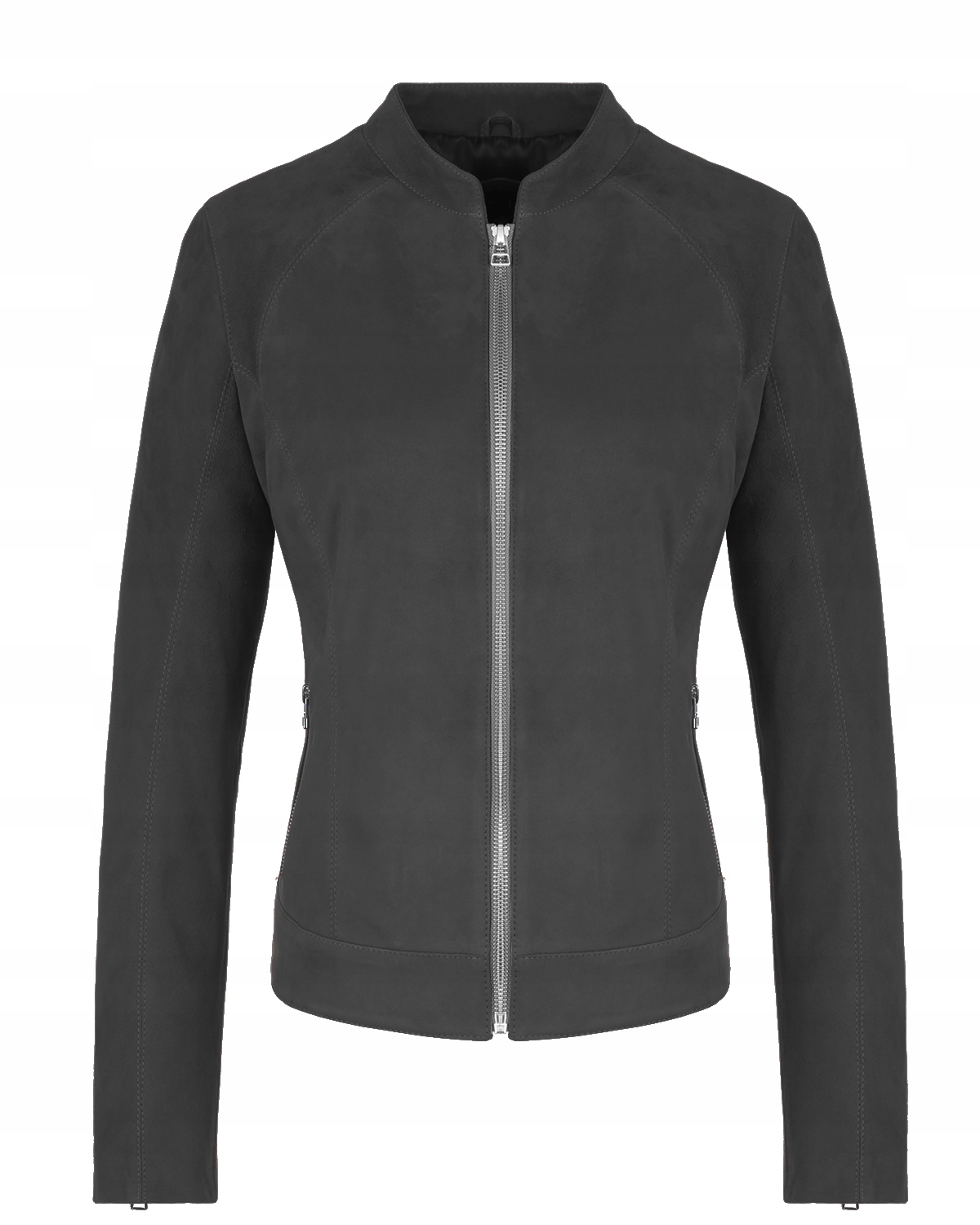 Dámská Semišová Kožená Bunda Clara – Tmavý Grafit L/40