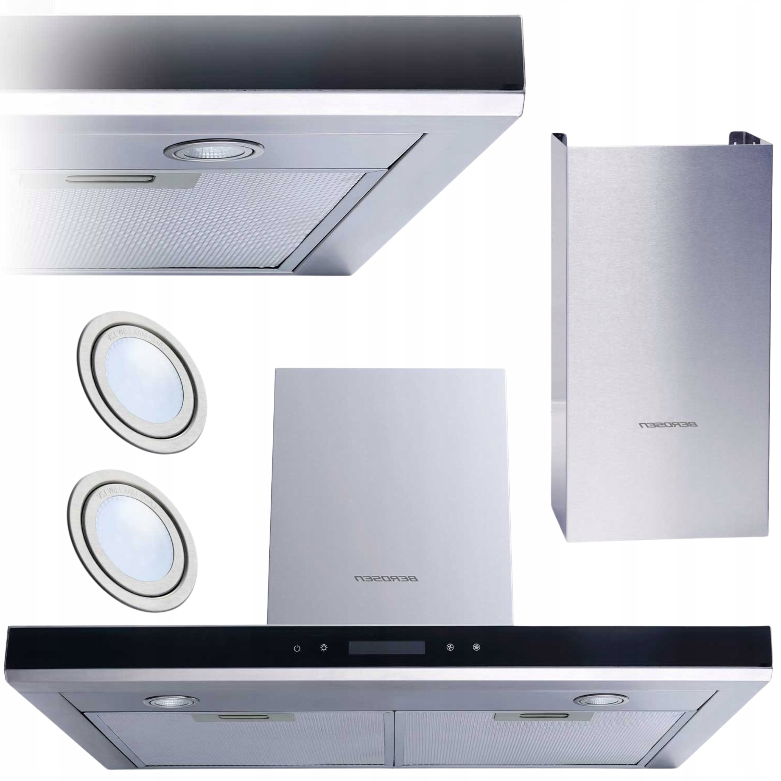 Okap Kuchenny 60 CM Kominowy Stal Nierdzewna Szkło Hartowane