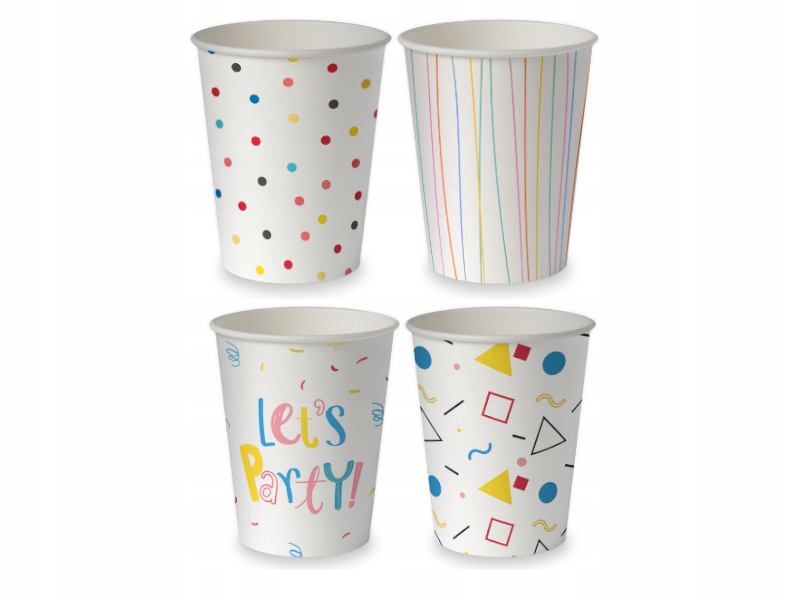 

Kubki Papierowe do ciepłego 250ml Party MIX 50szt