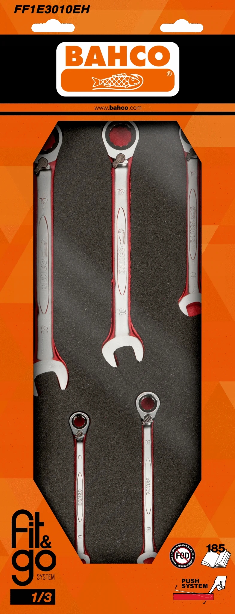 Fit&Go 1/3 Zestaw kluczy grzechotkowych we wkładce z pianki 1RM - Opakowan