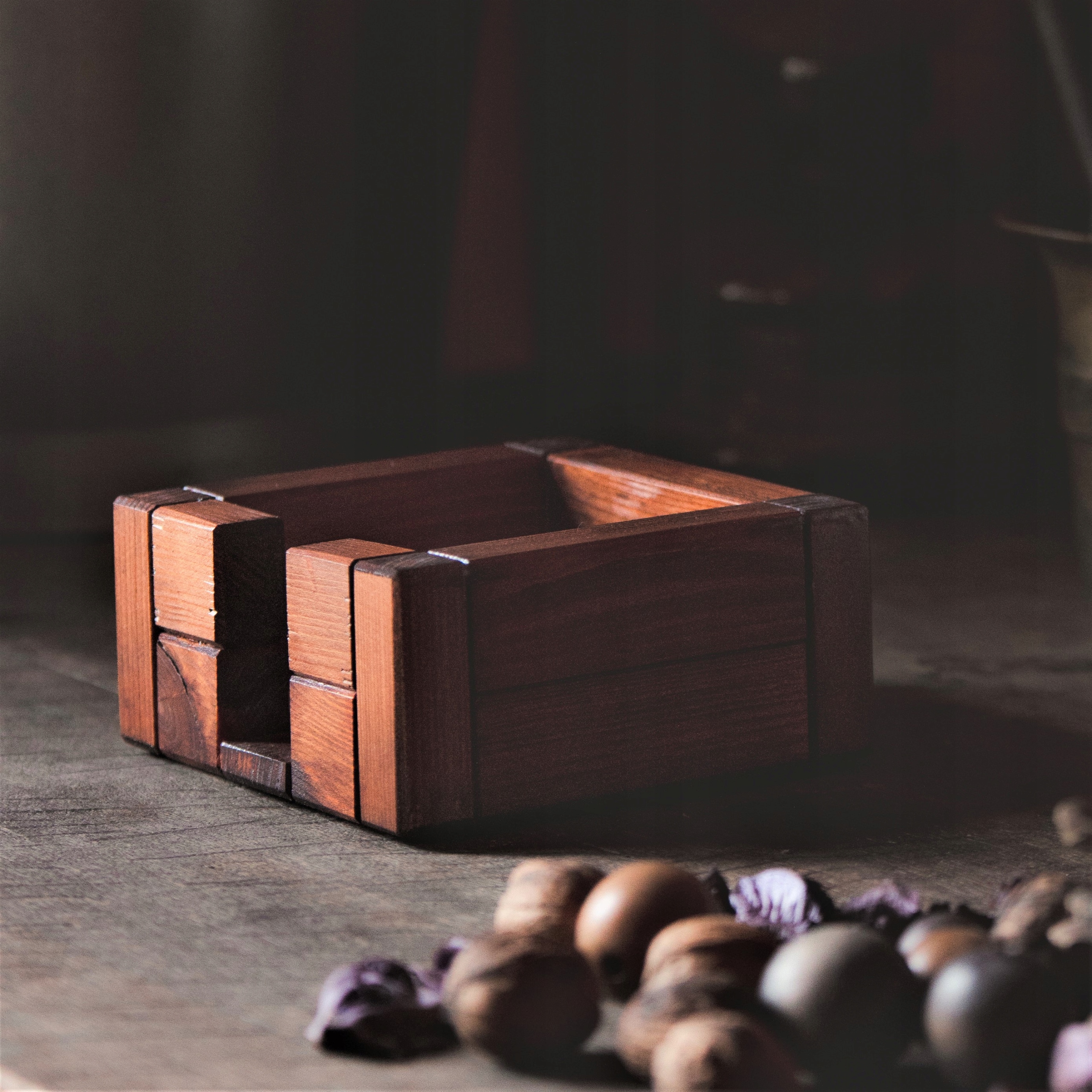 Organizer przybornik na biurko drewniany pojemnik