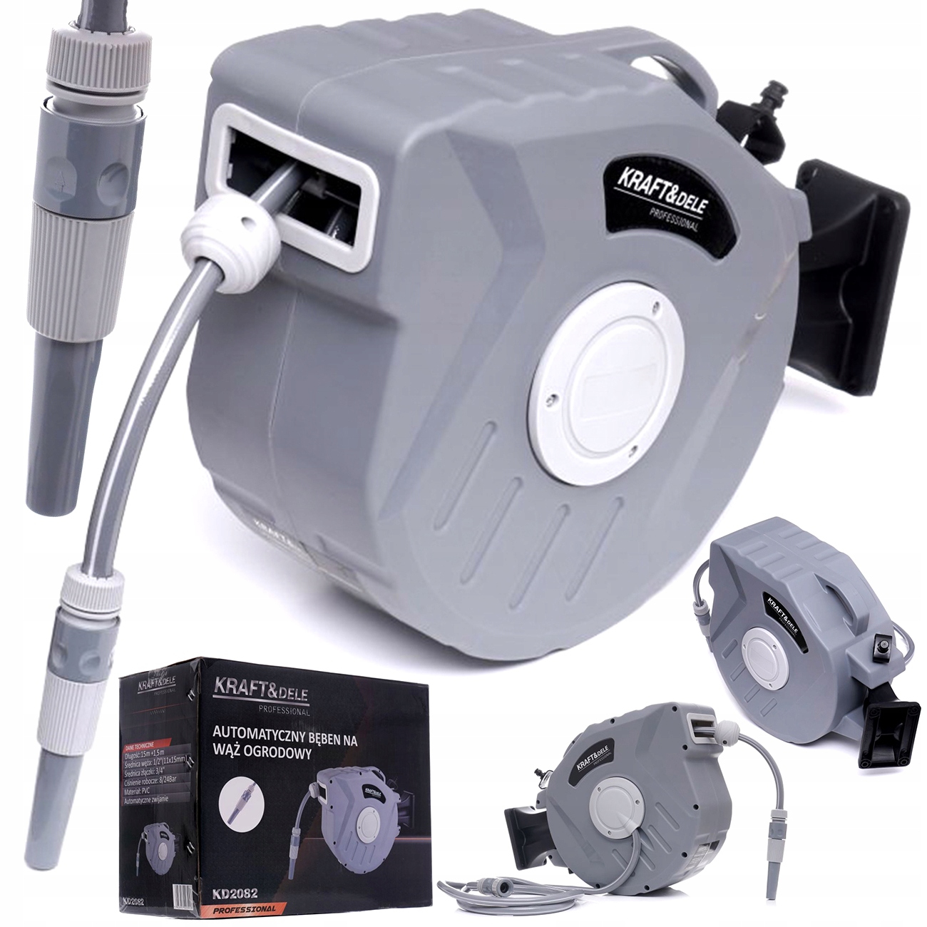 Buben na zahradní hadici, automatický navíječ 15+1,5 m KD2082