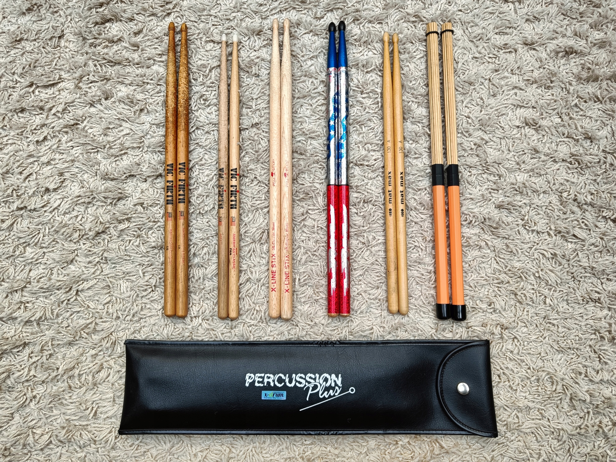 ZESTAW PERKUSISTY: PAŁKI + RÓŻGI + POKROWIEC NA PAŁKI PERCUSSION PLUS