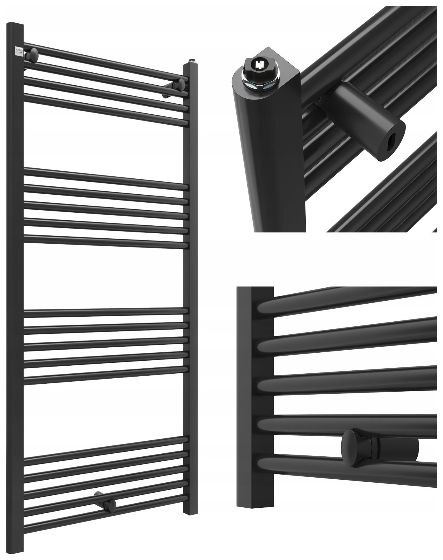 Kúpeľňový Radiátor 60/130 cm Čierny Rebríkový Radiátor Moderný Puerto