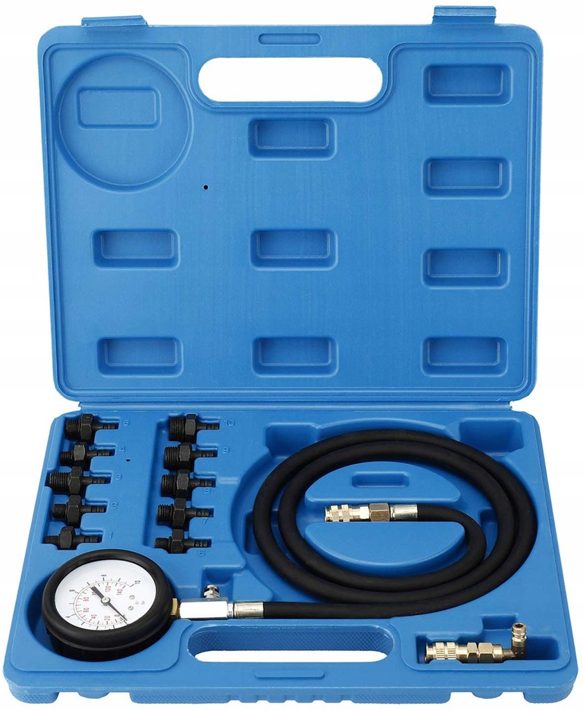 MIERNIK TESTER CIŚNIENIA OLEJU Z ADAPTERAMI 12EL. Marka Falcon