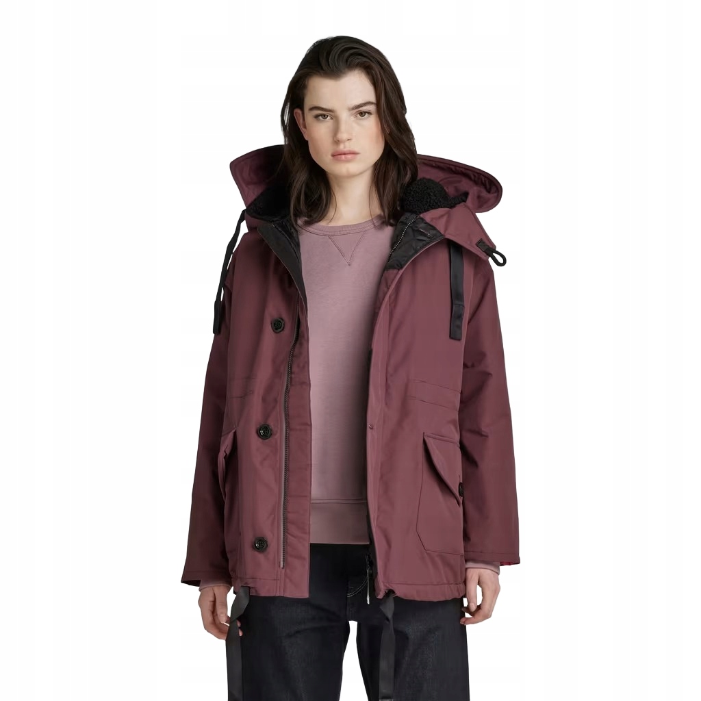 G-star Raw Zimní Bunda S Kapucí Ve Vínovém Odstínu M 6FA