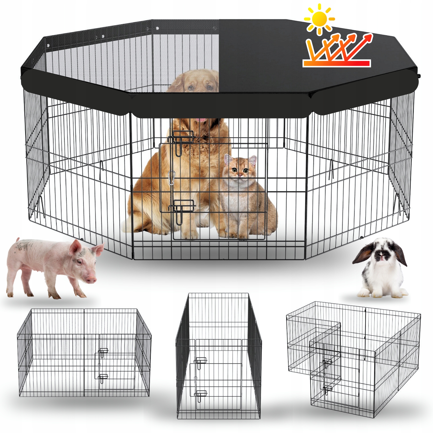 2w1 Wybieg dla Psa Daszek Zagroda dla Szczeniąt Oh!Dog Kojec Hodo* Klatka