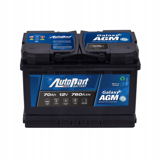 Akumulator Autopart Galaxy AGM 12V 70Ah 760A P+