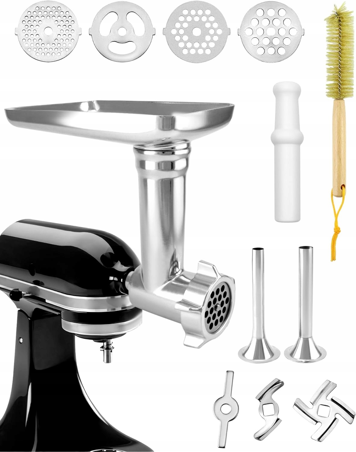 Qwork Mlynček na mäso pre KitchenAid 4 sitká a 3 plnidlá
