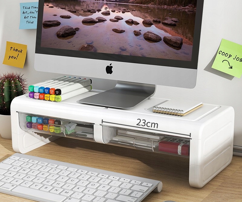 Półka Podstawka Pod Monitor Z Szufladkami Biała Nadstawka Na Biurko RK2