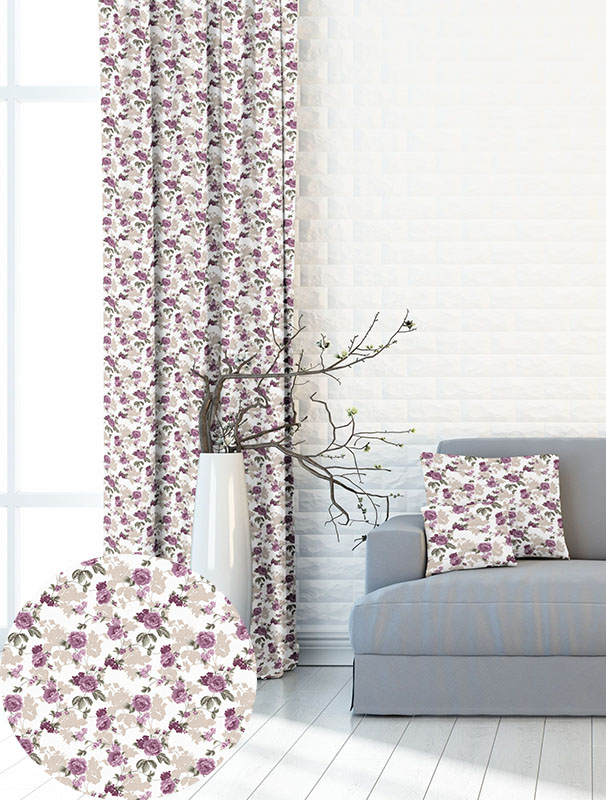 Záclony na míru oka a květinovou páskou