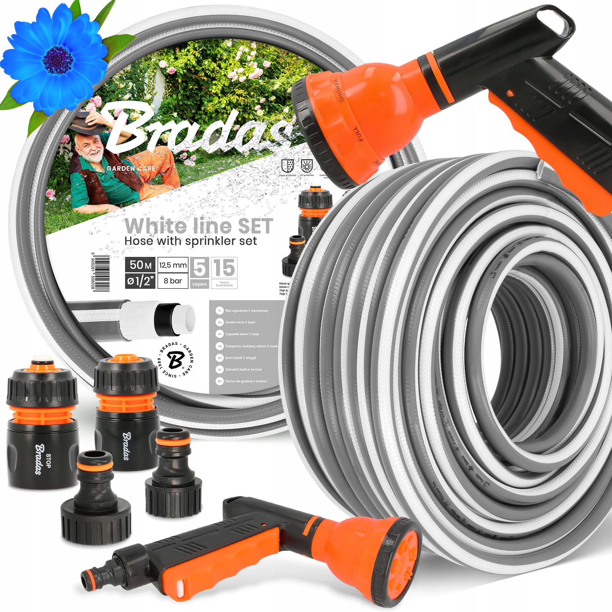 Záhradná Hadica 1/2 Vody Navíjacia 50 m Zalievanie Šlauf 5-VRSTVOVÁ Zbrojnica Yo