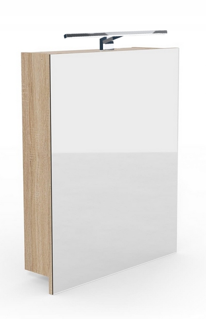 Koupelnová skříňka se zrcadlem 50x60 dub sonom osvětlení zrcadlo koupelna